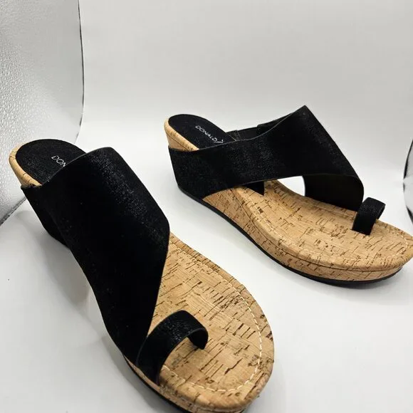 Donald J. Pliner Black Sandals with Cork Wedge - Picture 7 of 10